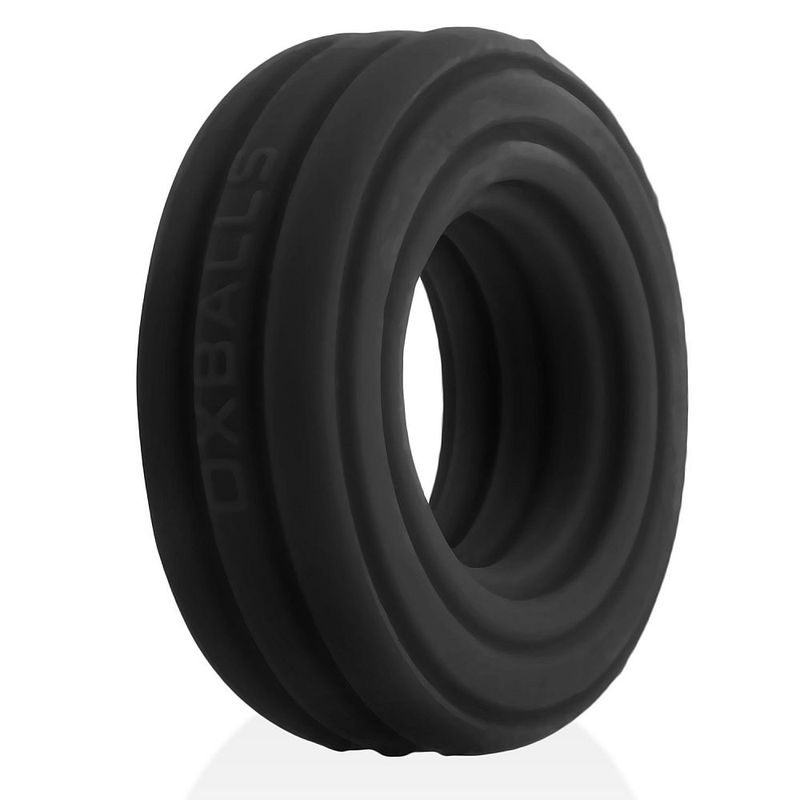 Roto Grooved Gripper black ribbed Plus+ silicone cock ring