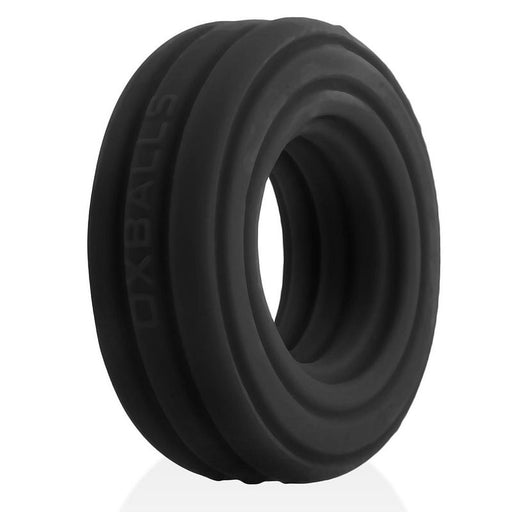 Roto Grooved Gripper black ribbed Plus+ silicone cock ring
