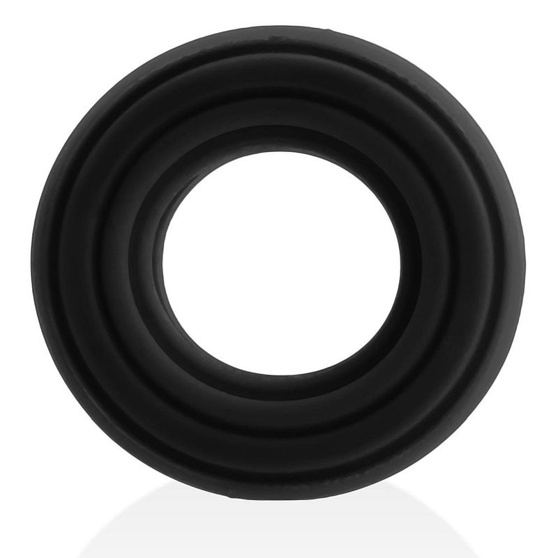 Black Roto Grooved Gripper cock ring viewed from the front
