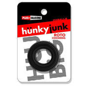 Roto Grooved Gripper black cock ring with Hunkyjunk branded packaging
