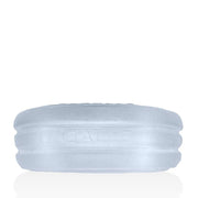 Roto clear grooved cock ring viewed from the side showing its flat profile