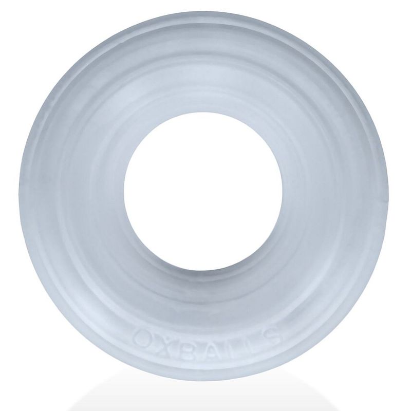Clear Roto Grooved Gripper cock ring showing its circular opening and ribbed texture