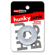 Roto Grooved Gripper clear cock ring with Hunkyjunk branded packaging