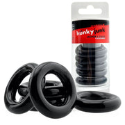 Jacker Stack black cock rings with reusable branded storage tube