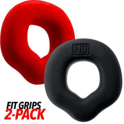 Fit Grips 2-Pack Ergo Cock Rings in black and red