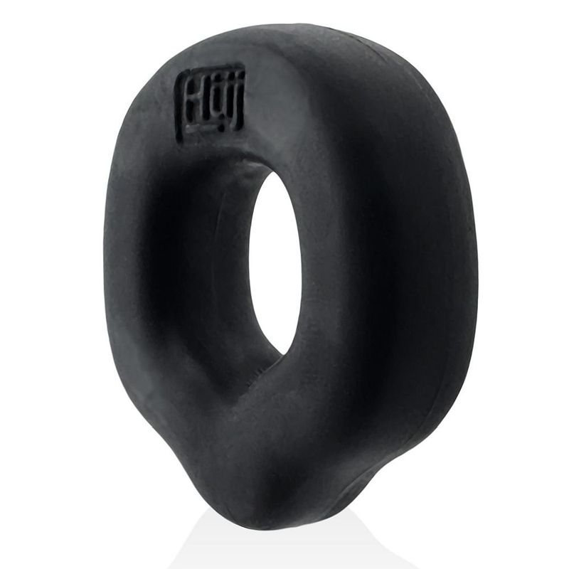 Black Fit Grips Ergo Cock Ring angled side view