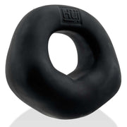 Black Fit Bulge cock ring showing its ergonomic opening and curved shape