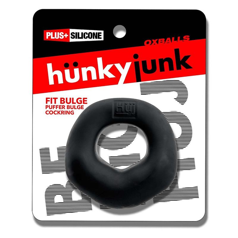 Fit Bulge black cock ring with Hunkyjunk branded packaging