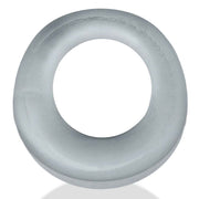 Clear Expander Slim Scoop Cock Ring showing its circular opening and ribbed outer surface