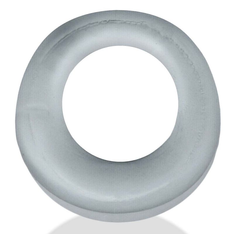 Clear Expander Slim Scoop Cock Ring showing its circular opening and ribbed outer surface