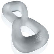 Clear Boomerang dual-ring ball stretcher viewed from an angled perspective