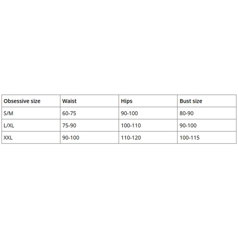 Obsessive Night Bunny S/M size chart