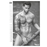 Preview month from the Sexy Men Wall Calendar 2027 featuring a black and white male model photograph.