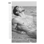Inside page preview of the Sexy Men Wall Calendar 2027 showing  black and white male glamour photography.