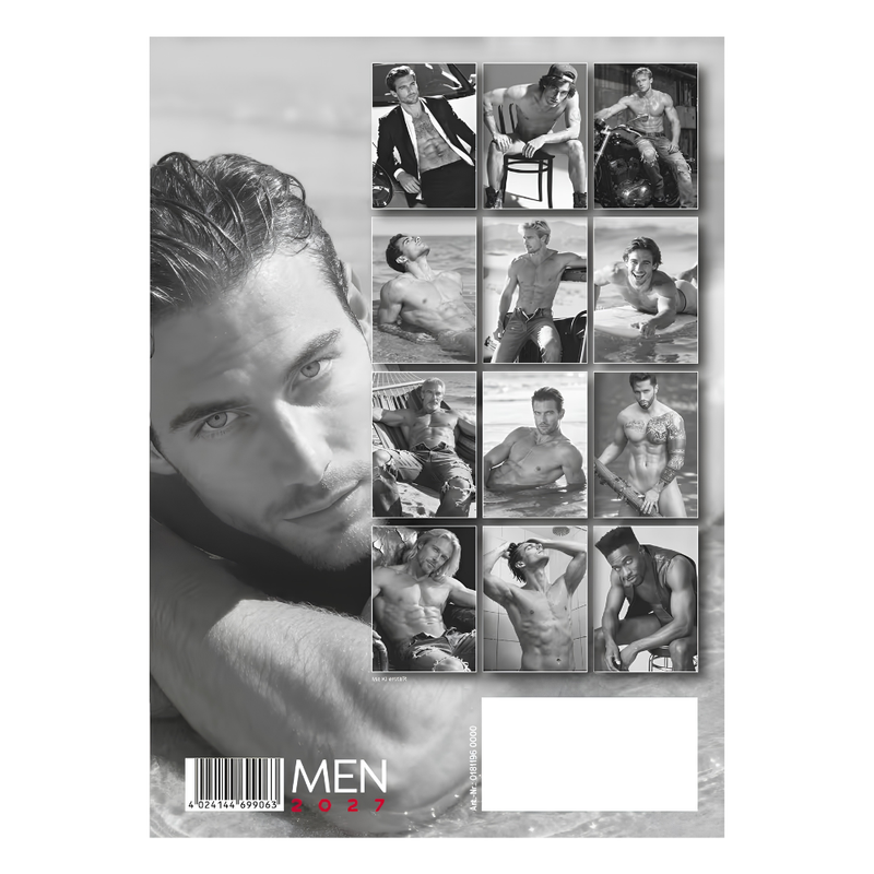 Sexy Men Wall Calendar 2027 folded A4 packaging showing the front cover design.