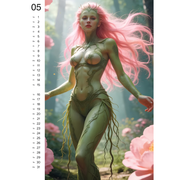 Preview month from the Wild Fantasy Wall Calendar 2027 featuring a censored fantasy fairy-inspired glamour character.