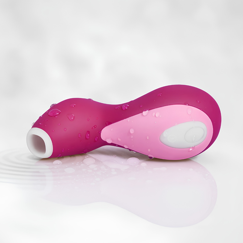 Satisfyer Pro Penguin pink silicone clitoral stimulator side view