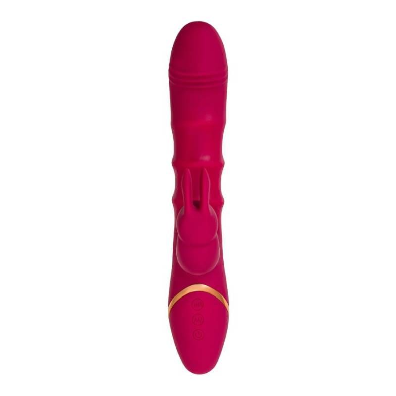JOS Tenty Rabbit Vibrator with Moving Shaft Rings, Burgundy
