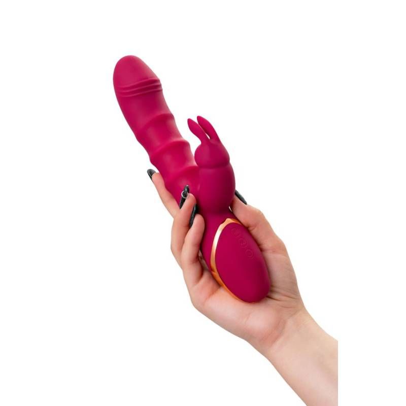 JOS Tenty Rabbit Vibrator with Moving Shaft Rings, Burgundy
