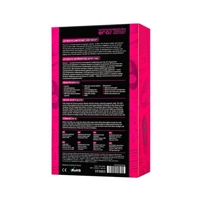 eroTeq Couples Vibrator Dual Motor with Remote, Pink