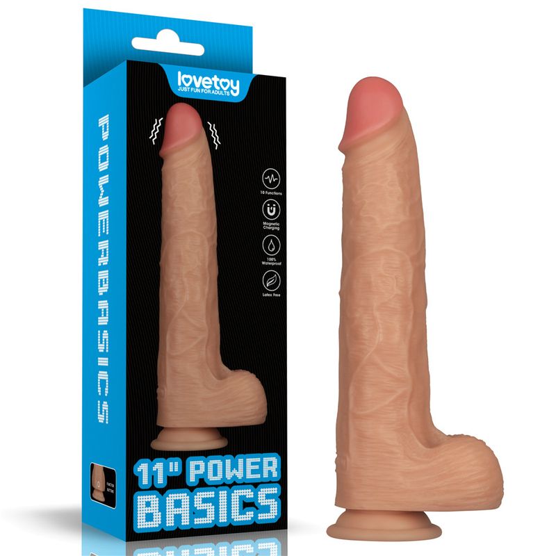 Lovetoy Vibrating USB Power Basics Cock, 11", Flesh