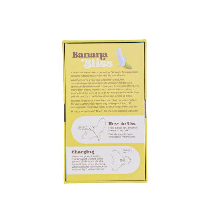 Banana Bliss Silicone Slimline Vibrator Massager. 13cm, Yellow