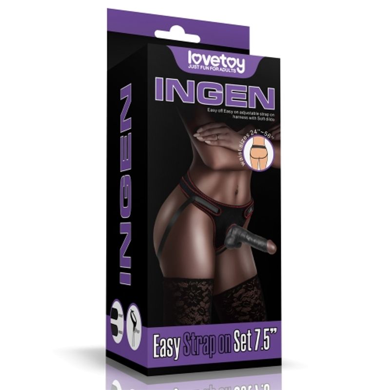 Lovetoy Easy Strap On Set, 7.5", Black