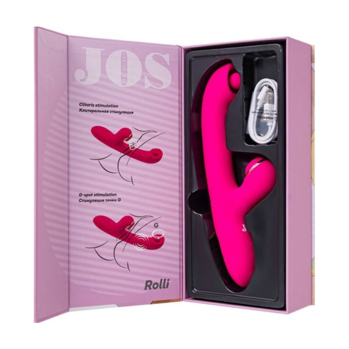 JOS Rolli Stimulating Ball Vibrator with Vacuum Clitoral Stimulator, Pink