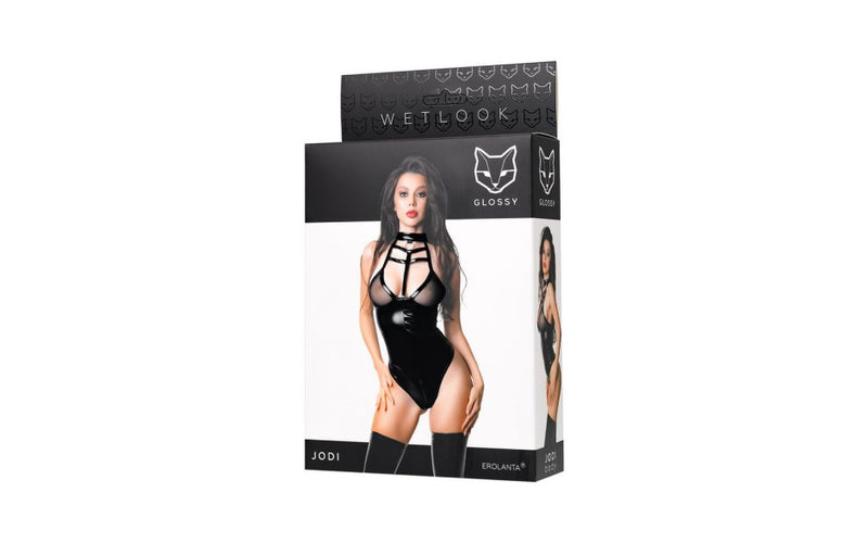 Glossy Jodi Bodysuit, Black, S/M/L