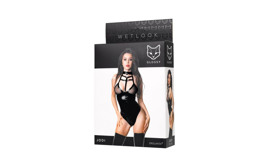 Glossy Jodi Bodysuit, Black, S/M/L