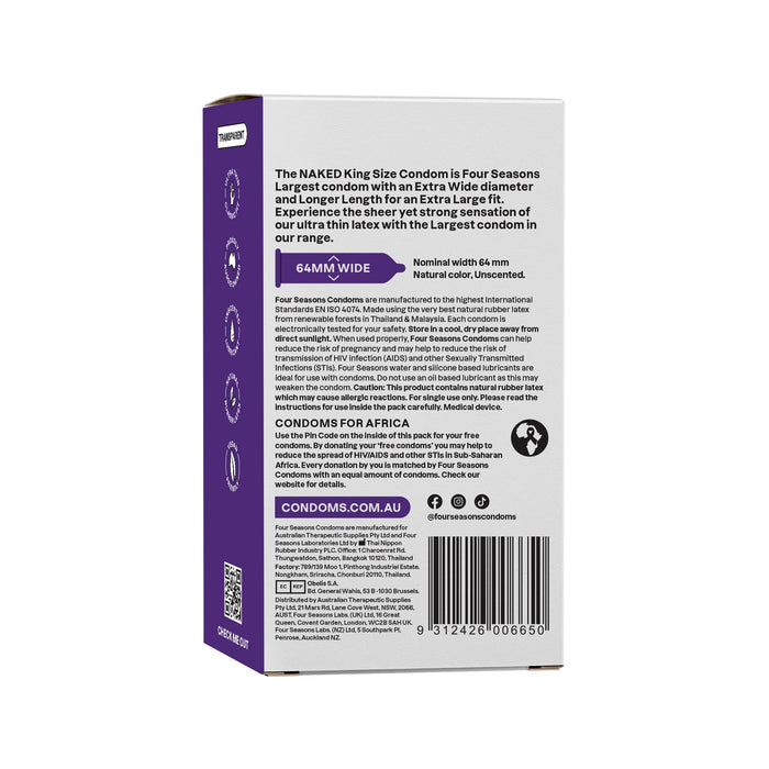 Four Seasons Naked King Size Condoms, 12-Pack