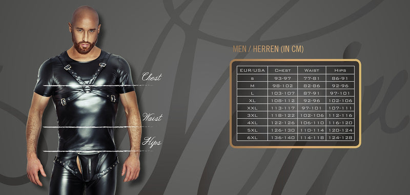 Noir Power Wetlook Men T-shirt With 3D Net, Black, S, M, L, L/XL