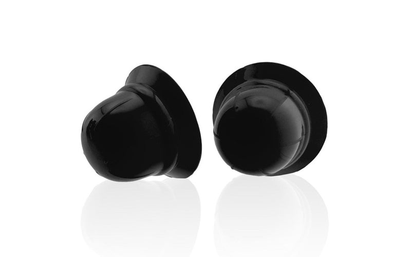 Pair of black Nano Nips nipple suckers viewed from the front