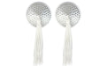 Peekaboo Pasties White Satin w White Stone, Pair