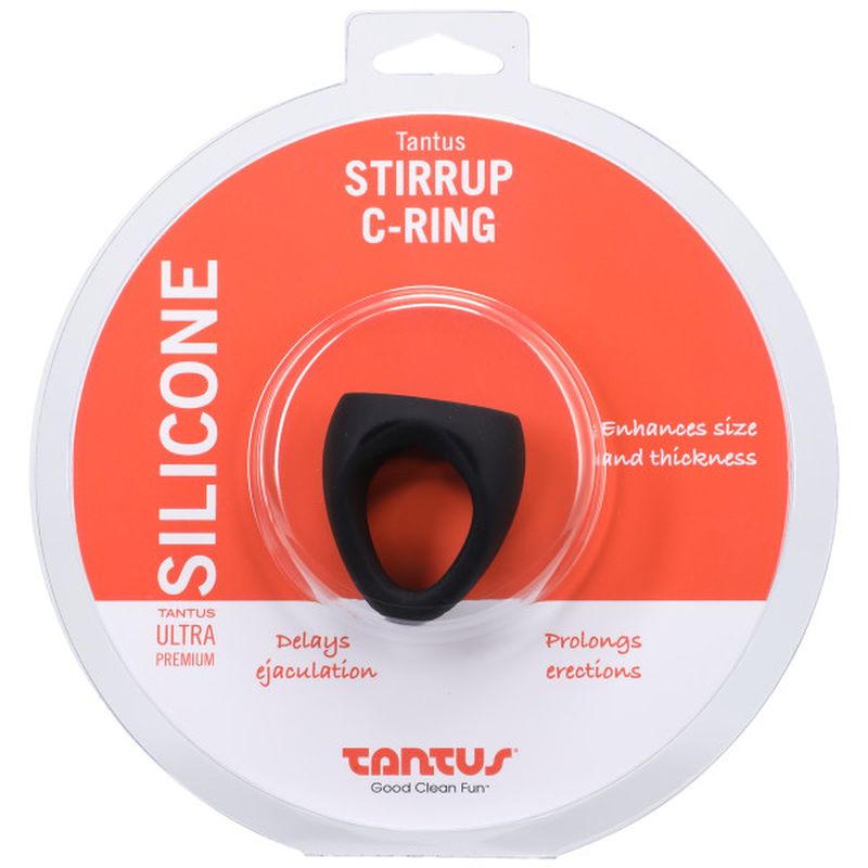 Tantus Stirrup Silicone Cock Ring, 35mm, Onyx