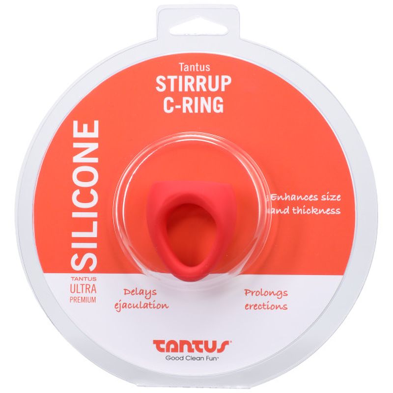 Tantus Stirrup Silicone Cock Ring, 35mm, Crimson