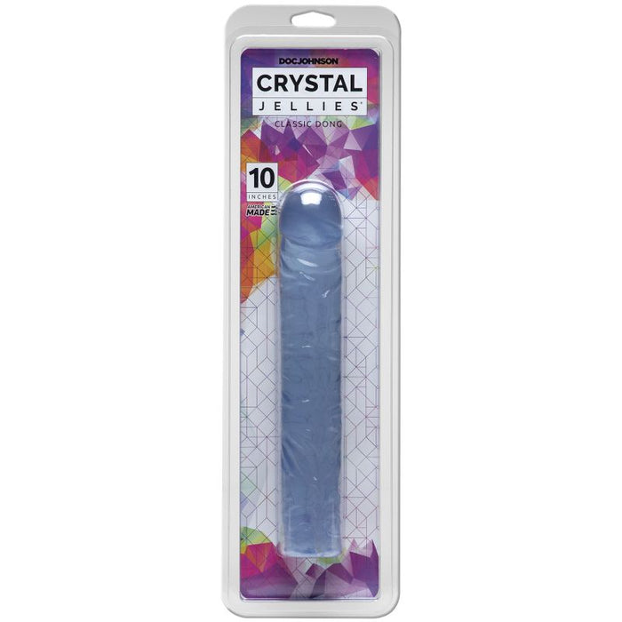 Plastic package containing Doc Johnson Crystal Jellies Classic Dong 10 inches.