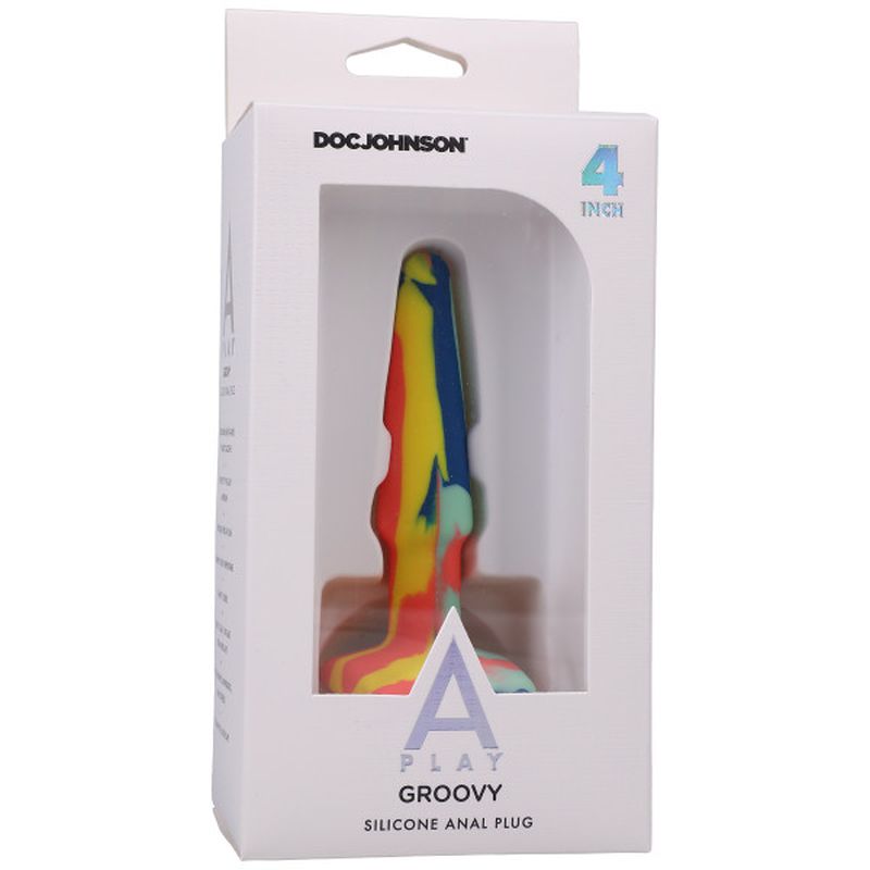 A-Play Groovy Silicone Anal Plug 4"/10cm, Sunrise