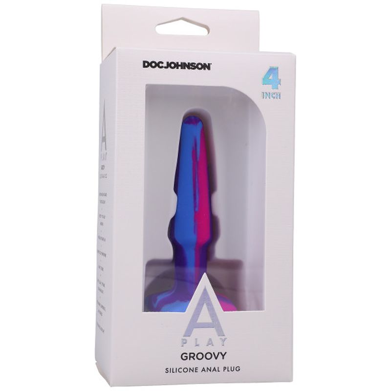 A-Play Groovy Silicone Anal Plug 4"/10cm, Berry