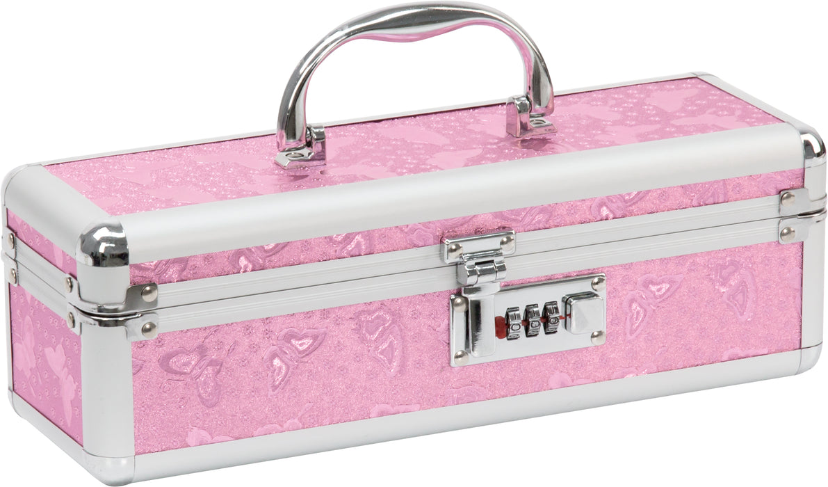 Curious Minds Lockable Medium Vibrator Case, Pink, Black
