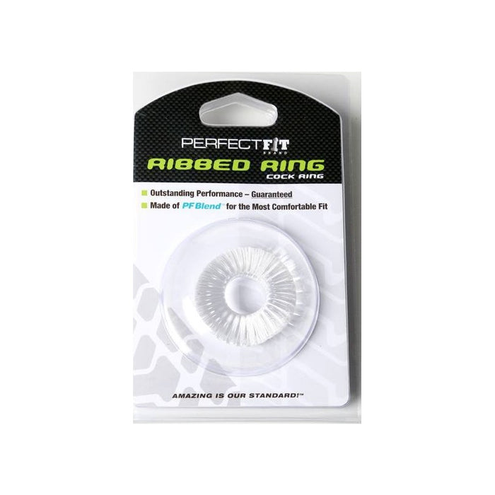 PerfectFit Ribbed Cock Ring, Black, Clear
