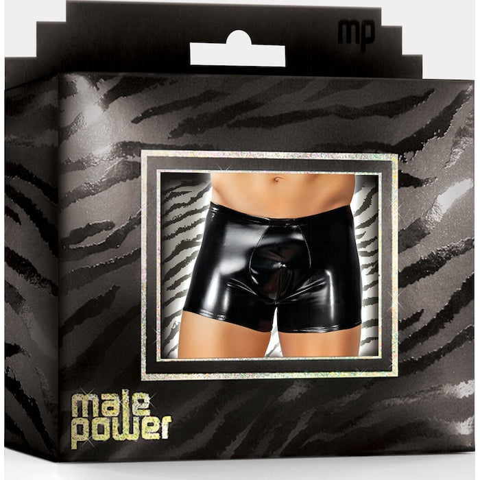 Male Power Wet Look Pouch Short, S/M/L, Black