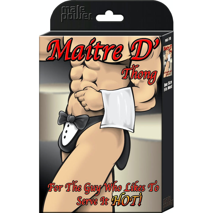 Male Power MaitreD Thong Novelty Underwear One Size, Black