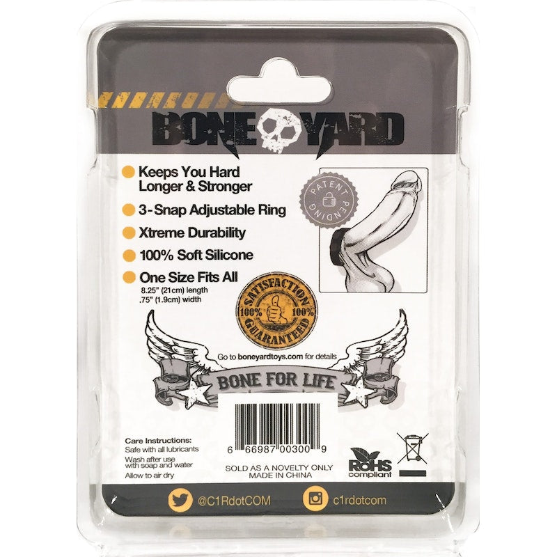 Boneyard Silicone Cock Strap - 3 Snap Ring - Red/Blue/Black