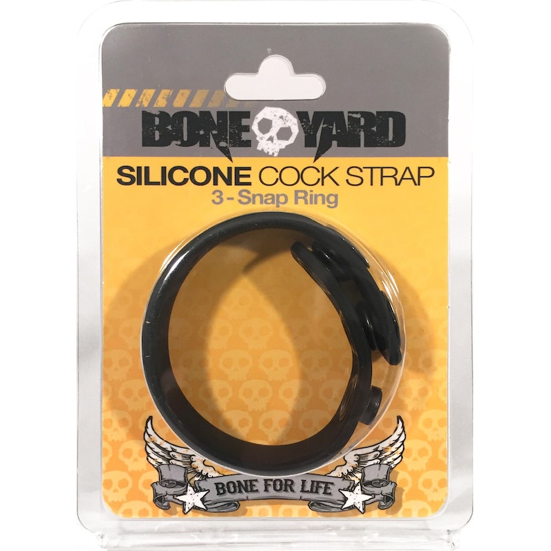 Boneyard Silicone Cock Strap - 3 Snap Ring - Red/Blue/Black