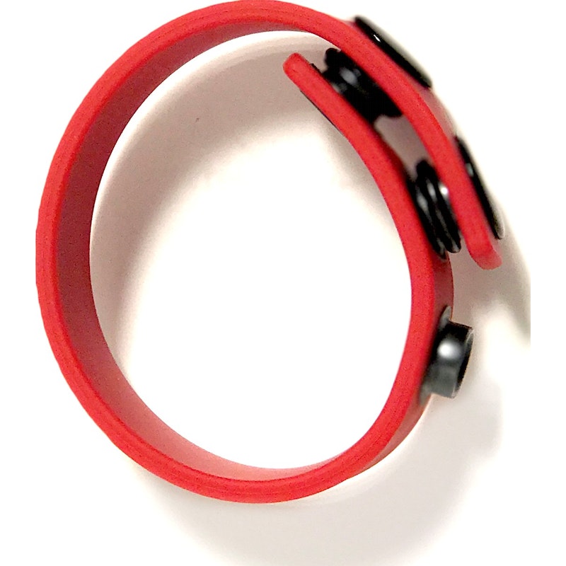 Boneyard Silicone Cock Strap - 3 Snap Ring - Red/Blue/Black