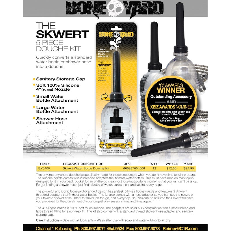 Boneyard Skwert 5 Pc Douche Kit, Clamshell, Black