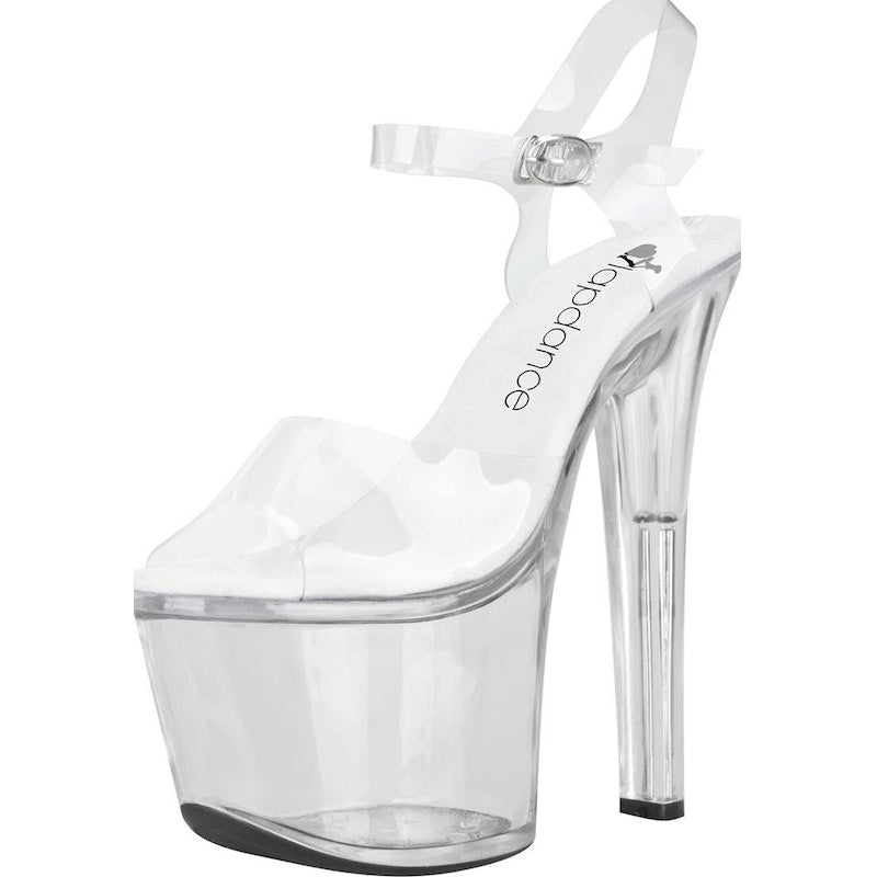 Lapdance Shoes Clear Platform Sandal With Quick Release Strap, 7" Heel, Size 7