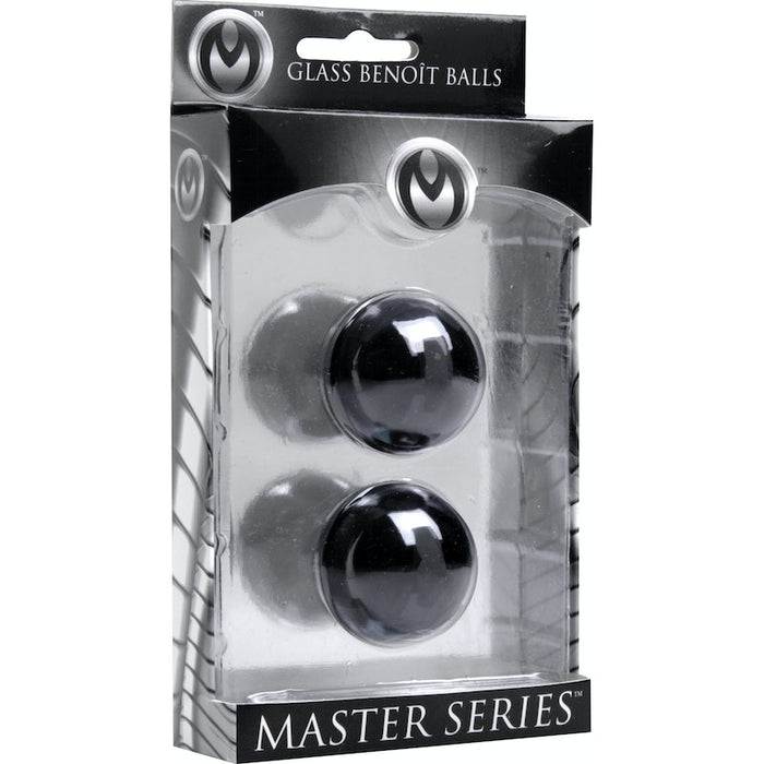 Master Series Jaded Glass Ben Wa Balls, Blac, 30mm