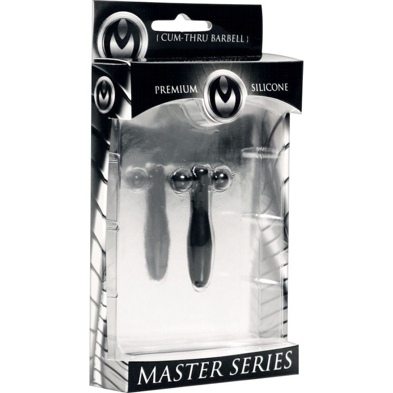 Master Series Silicone Cum-Thru Barbell Penis Plug, Black